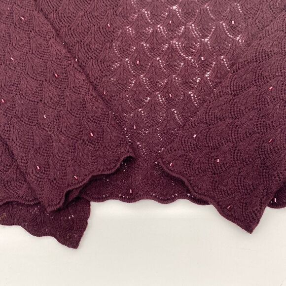 Iceberg Made In Italy 100% Wool Pointelle Cardigan Lightweight Beaded Open Front - Picture 8 of 12